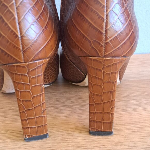 Jimmy Choo Minori 85 Cuoio Brown Embossed Leather Boots Women’s 40 US 10 - Picture 6 of 16